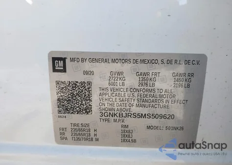 2021 Chevrolet Blazer Awd 3Lt from USA, damaged, VIN 3GNKBJRS5MS509620